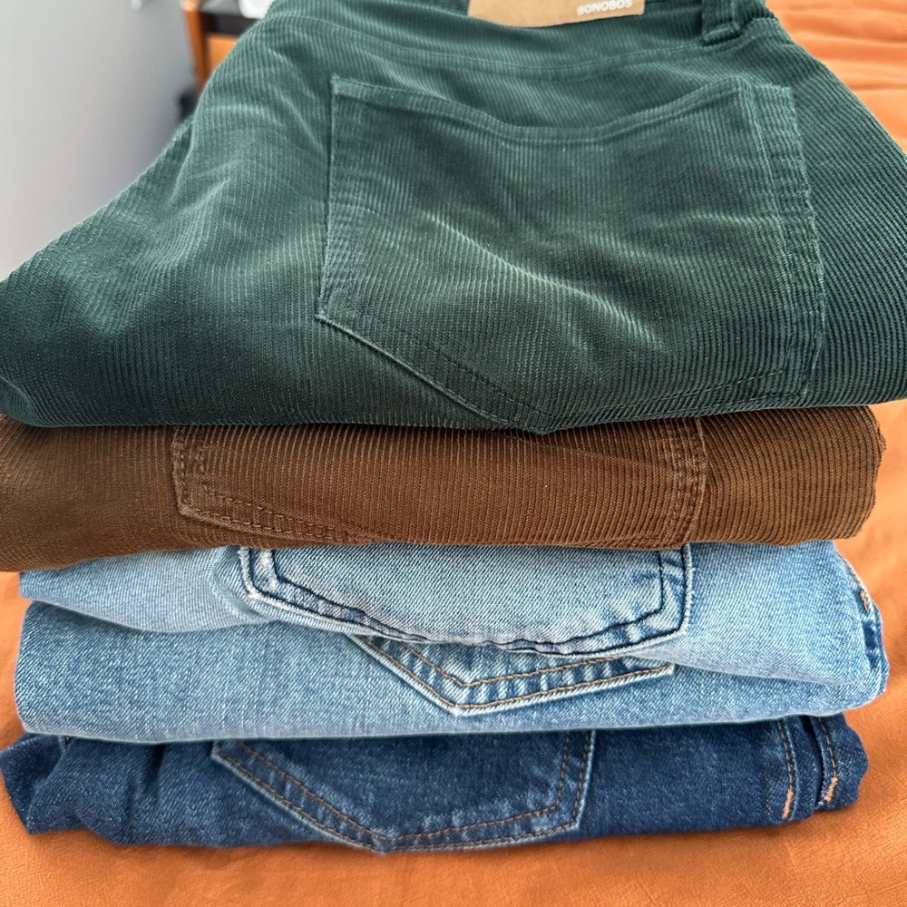 Corduroy and Denim Pants Set
